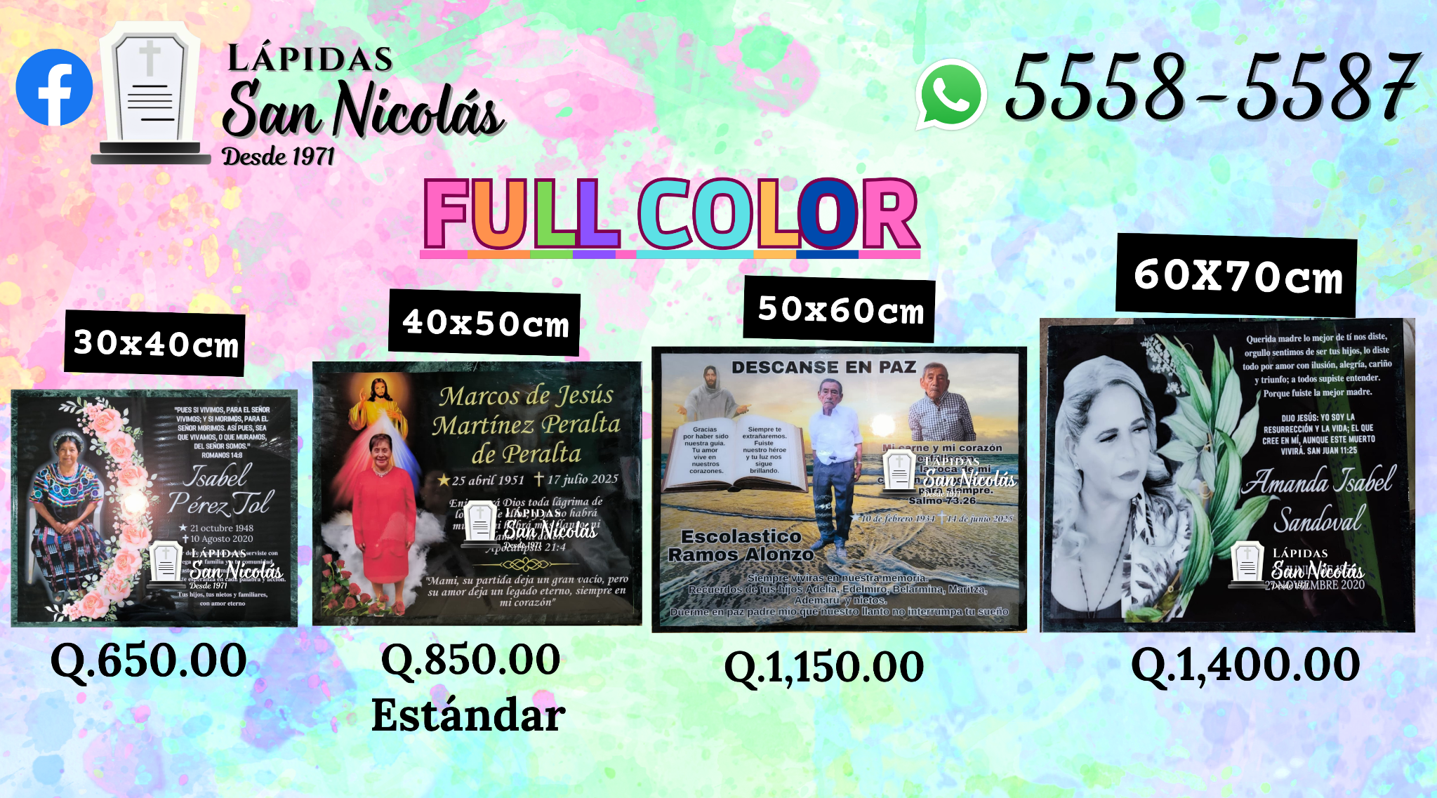 Catálogo de precios de lápidas full color