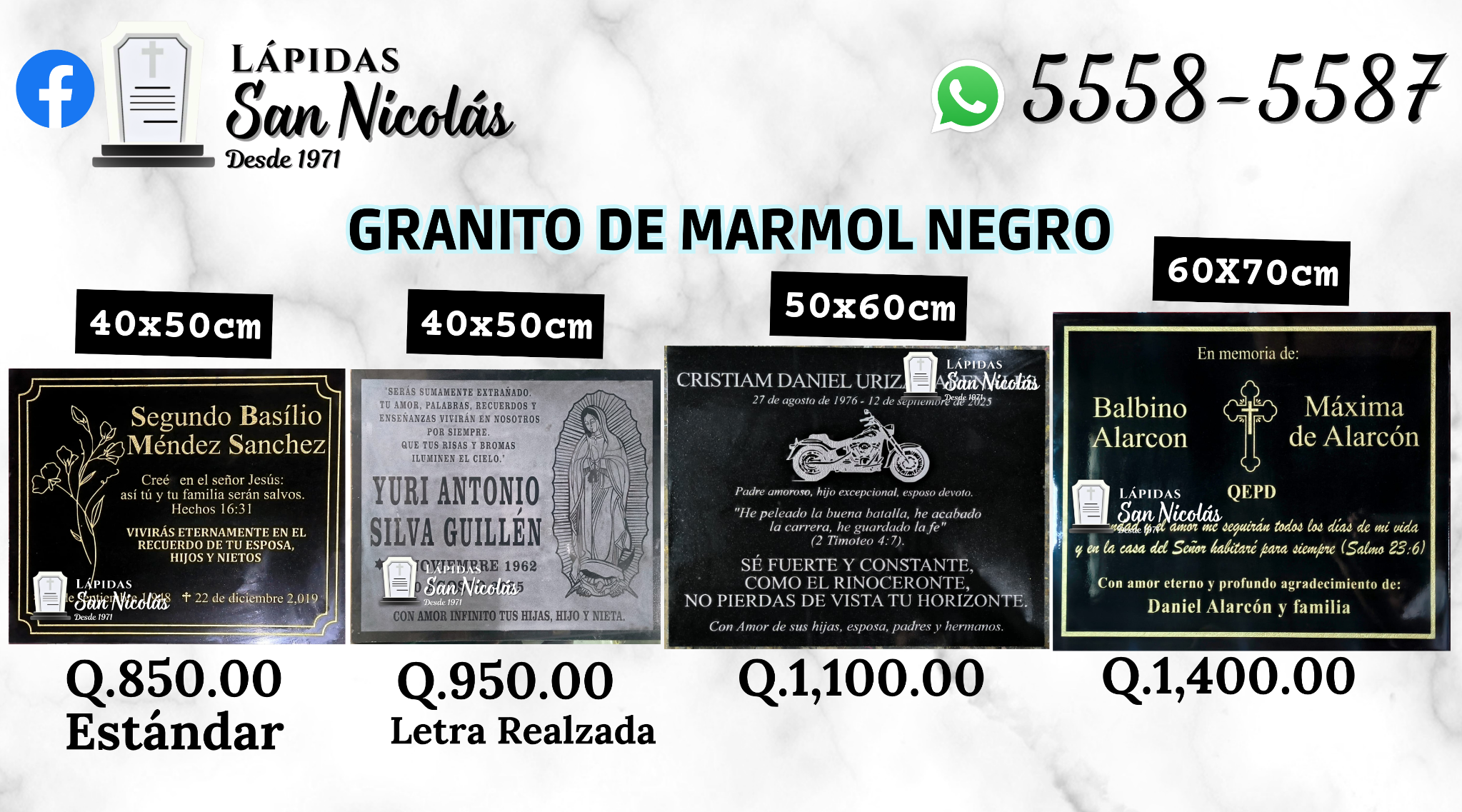 Catálogo de precios de lápidas de granito de mármol negro